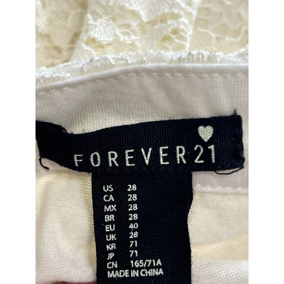 Forever 21 Juniors Size Small Short Ecru Lace Lined Skirt Flair Size Zip Mini - Picture 4 of 7